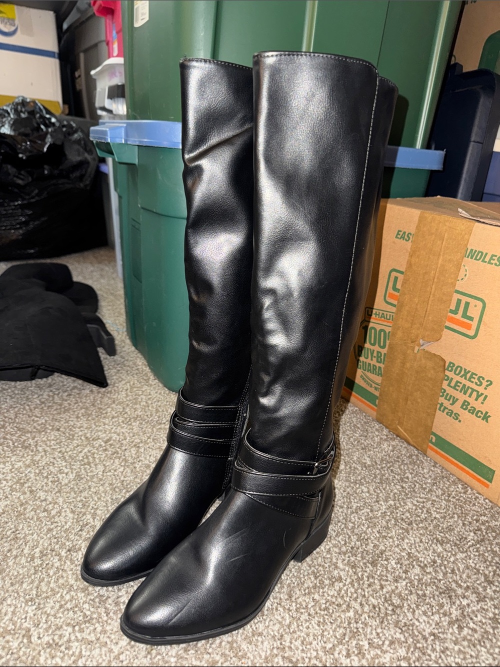 BAMBOO Black Over-the-Knee Lined Faux Leather Boots